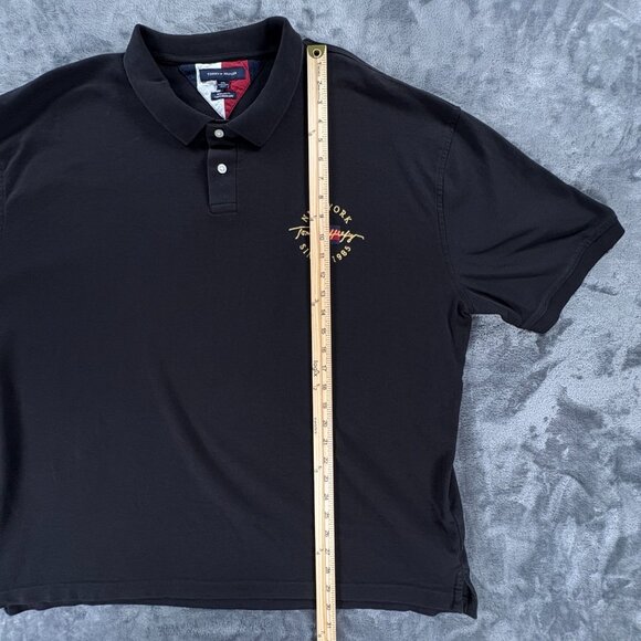 Tommy Hilfiger Polo Shirt XXXL Black Regular Fit New York Embroidered Logo VTG - Picture 5 of 6